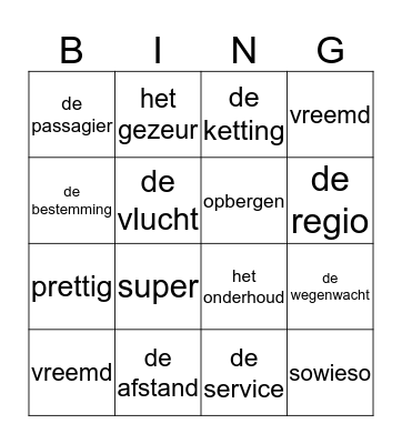 Goede reis! Bingo Card