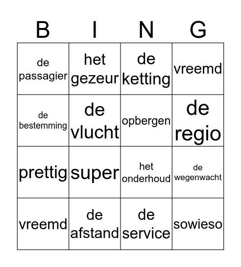 Goede reis! Bingo Card