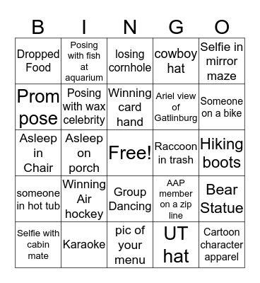 Gatlinburg Bingo Card