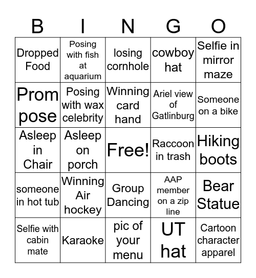 Gatlinburg Bingo Card