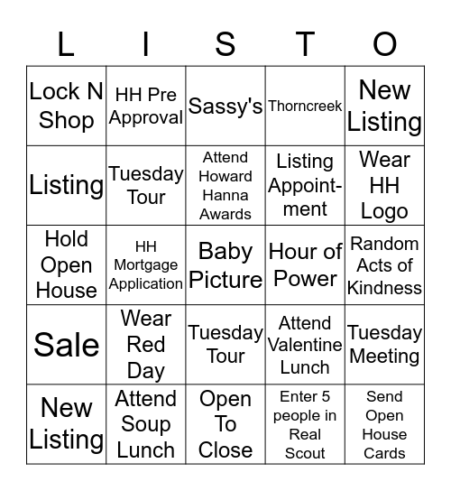 Fun Month Listo Bingo Card