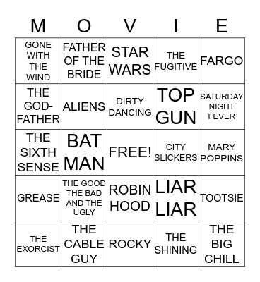 MOVIE BINGO Card