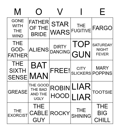 MOVIE BINGO Card