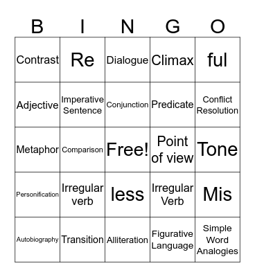 Vocabulary Bingo Card