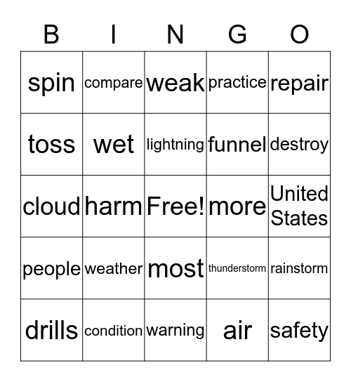 Tornado Wonders ELD G2 U3 W4 Bingo Card