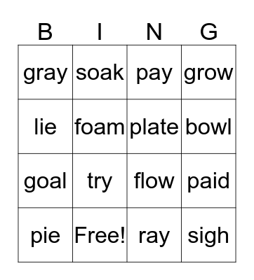 VOWEL TEAM BINGO Card