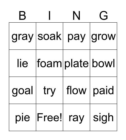 VOWEL TEAM BINGO Card