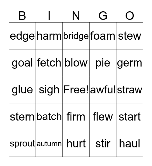 Vowel Team Practice Bingo Card