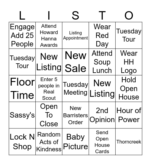 Fun Month Listo Bingo Card