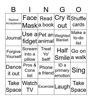 Coping Skills Bingo! Bingo Card