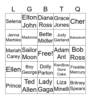 Queer Icons Bingo Card