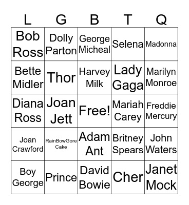 Queer Icons Bingo Card