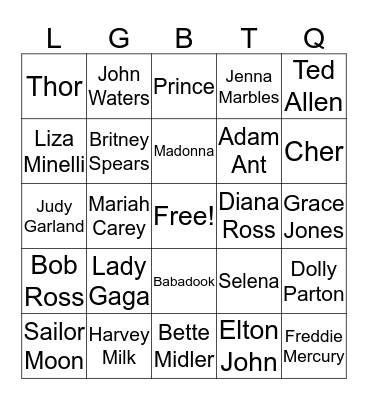Queer Icons Bingo Card