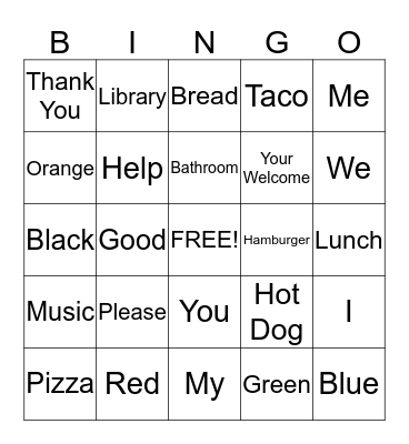Social Sign Language Bingo Card