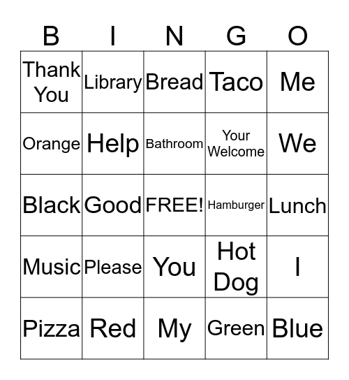 Social Sign Language Bingo Card