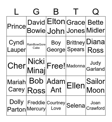 Queer Icons Bingo Card