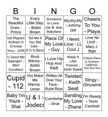 Hip Hop And R&B Bingo Brunch @ Factory Cafe  Bingo Card