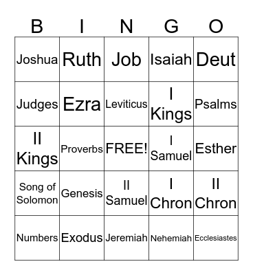 Bible Bingo Card