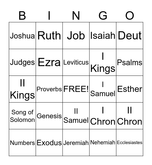 Bible Bingo Card