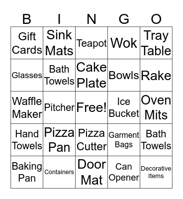 Bridal Shower Bingo Card