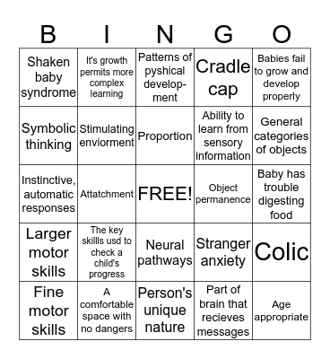 Child Development Bingo Card