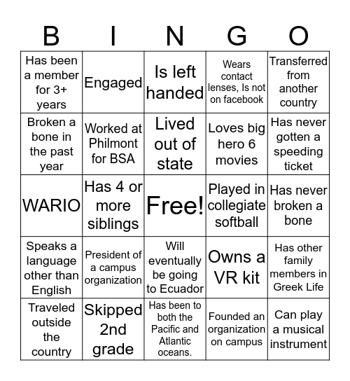 SPD & DZ Bingo Card