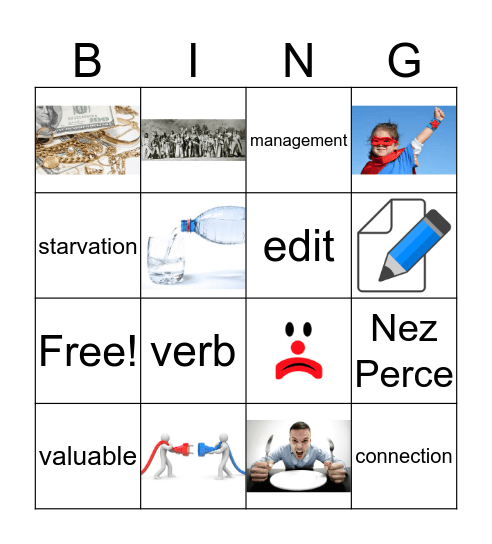 January 26th Vocabulary Bingo Card