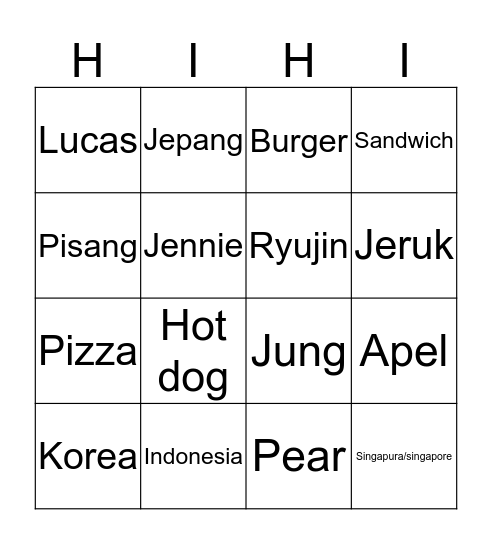 Punya Doooooyeon Bingo Card