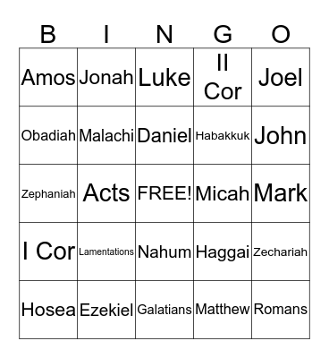 Bible Bingo Card