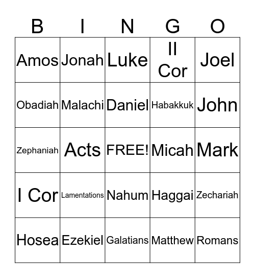 Bible Bingo Card