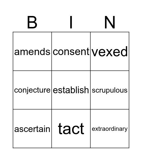 Lit Lab Vocab Bingo Card