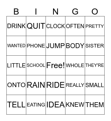 J&G Bingo Card