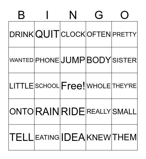 J&G Bingo Card