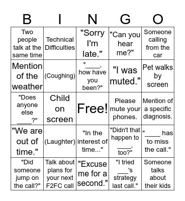 Facilitator Bingo Card
