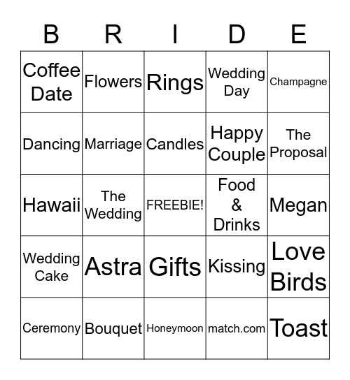 Megan & Astra's Bingo! Bingo Card