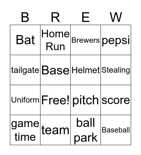 Brewers Bingo Card
