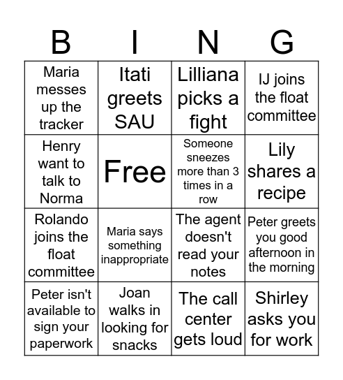 Office Bingo  Bingo Card