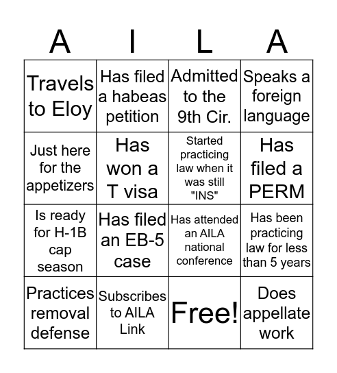 AILA AZ BINGO Card