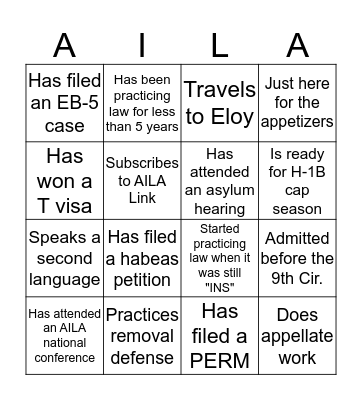 AILA AZ BINGO Card