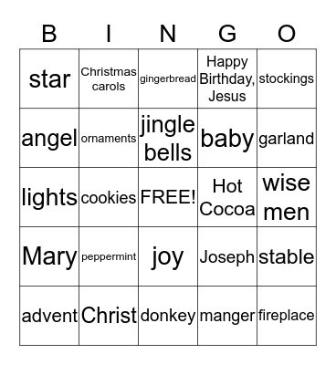 Christmas BINGO!  Bingo Card