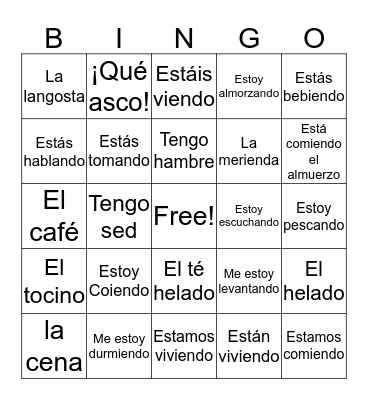 Spanish Bingo Card