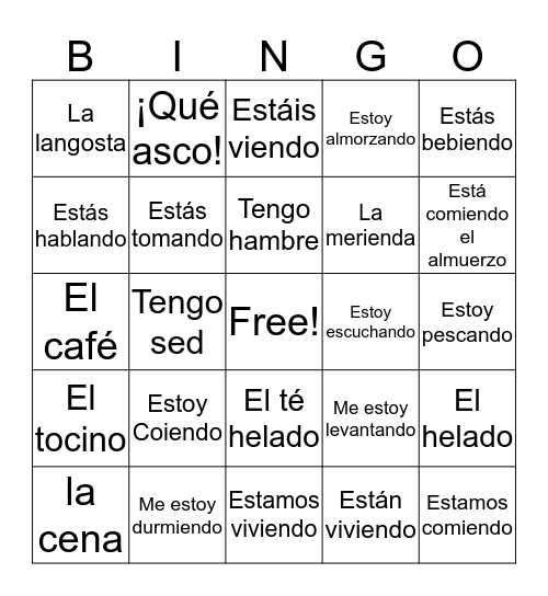 Spanish Bingo Card