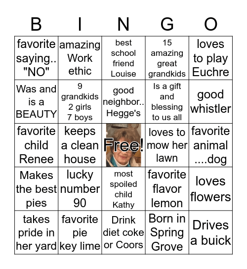 Magnificent Marilyn Bingo Card