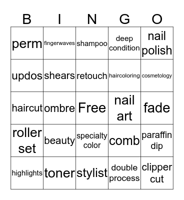 cosmetology bingo Card