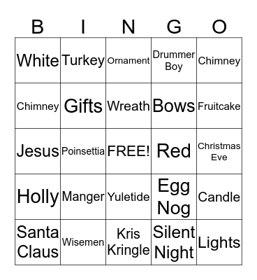 Christmas Bingo Card