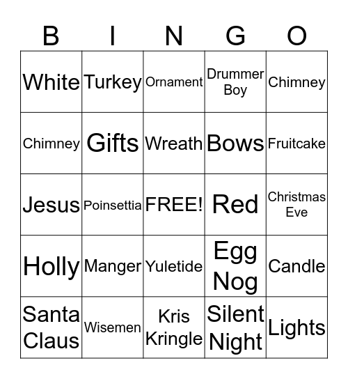 Christmas Bingo Card