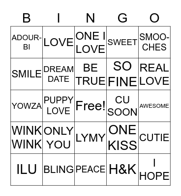 CANDY HEART BINGO Card