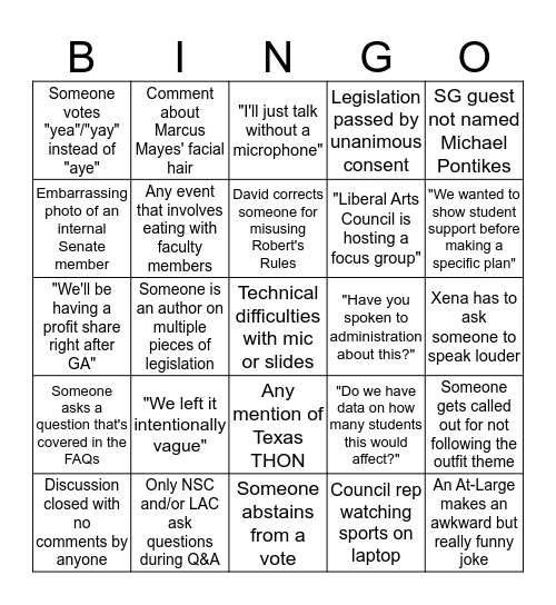 Senate Ga Bingo Card