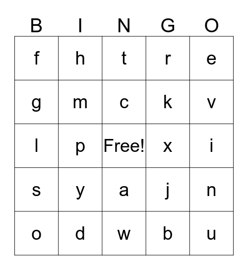 Sign Language Bingo Card