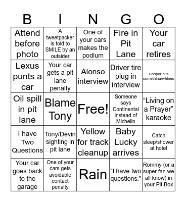 2019 Bingo Card